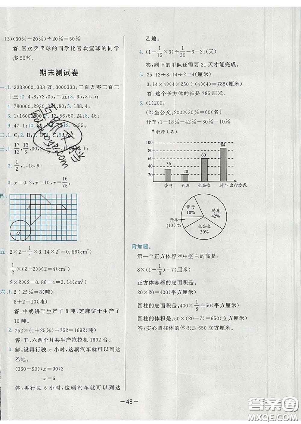 2020學(xué)而思基本功同步練六年級(jí)數(shù)學(xué)下冊(cè)人教版答案