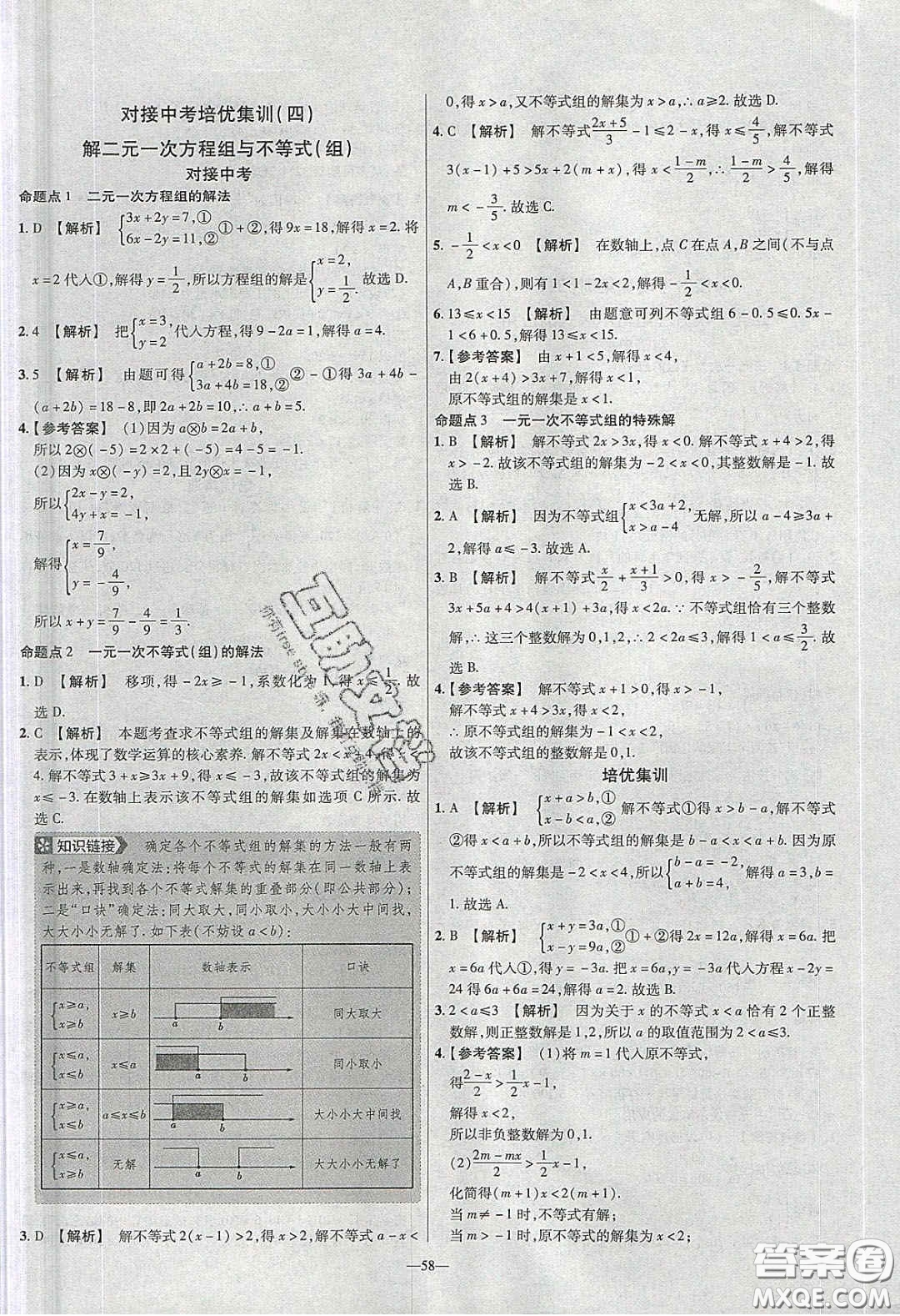 2020年金考卷活頁(yè)題選名師名題單元雙測(cè)七年級(jí)數(shù)學(xué)下冊(cè)人教版答案