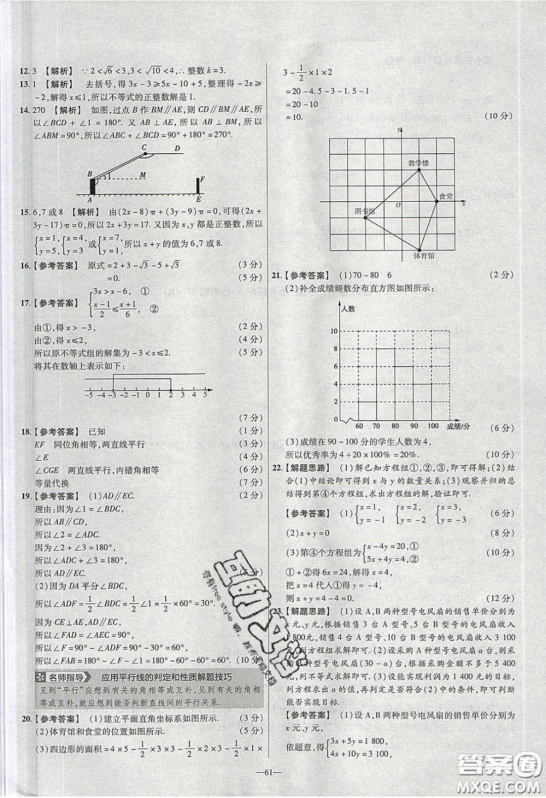 2020年金考卷活頁(yè)題選名師名題單元雙測(cè)七年級(jí)數(shù)學(xué)下冊(cè)人教版答案