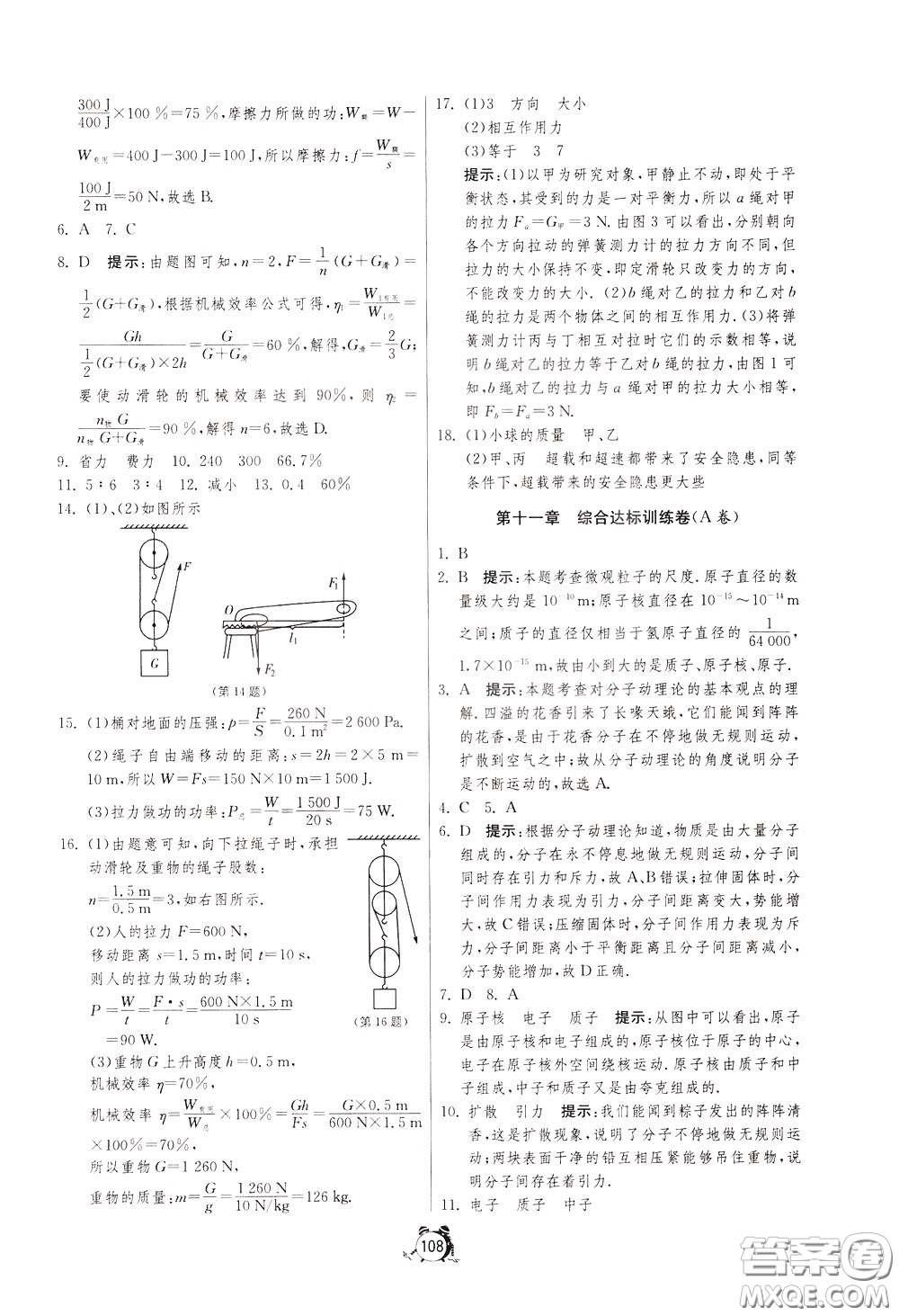 2020年單元雙測全程提優(yōu)測評卷物理八年級下冊SHKJ滬科版參考答案