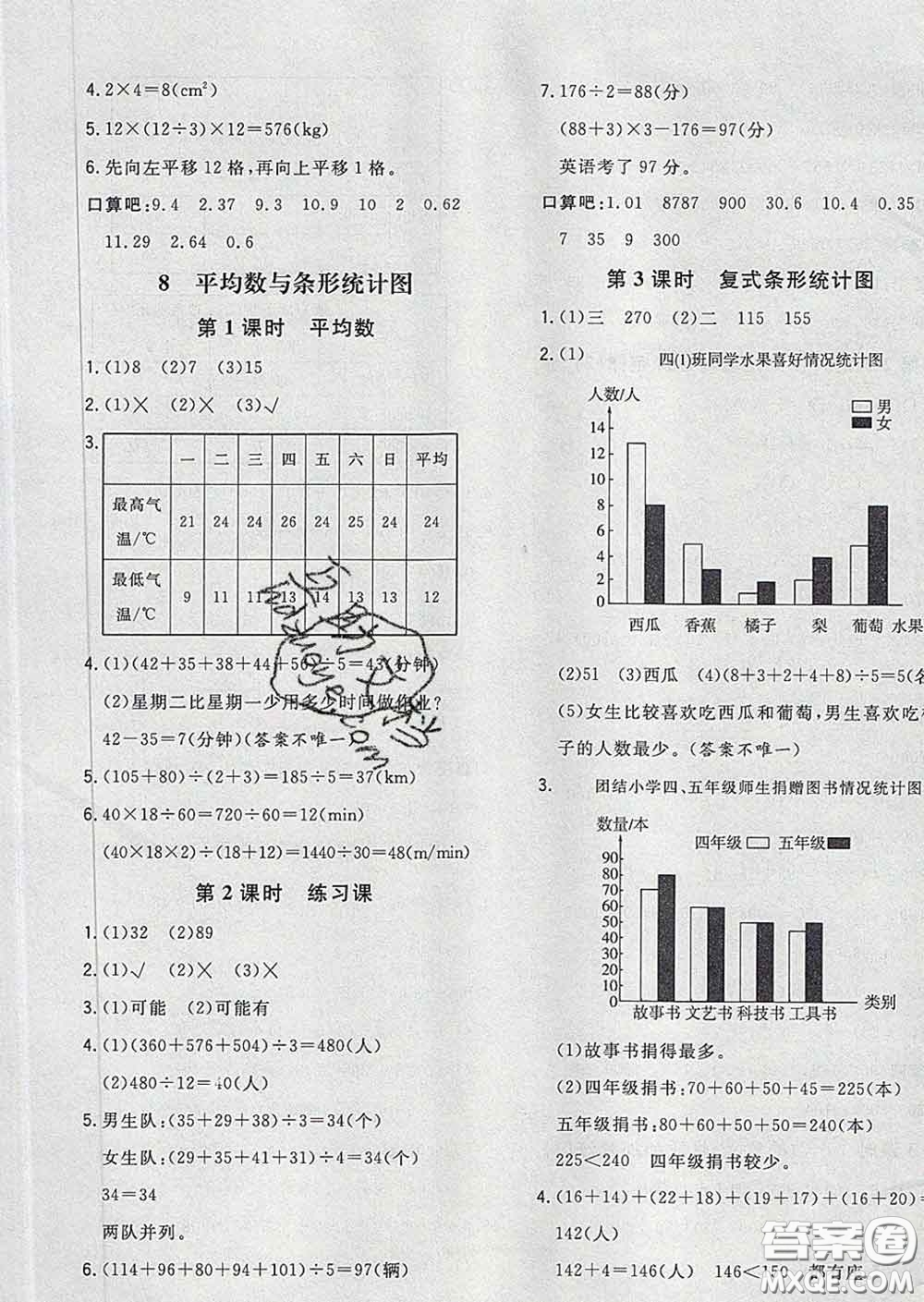 2020新版課時特訓(xùn)優(yōu)化作業(yè)本四年級數(shù)學(xué)下冊人教版答案