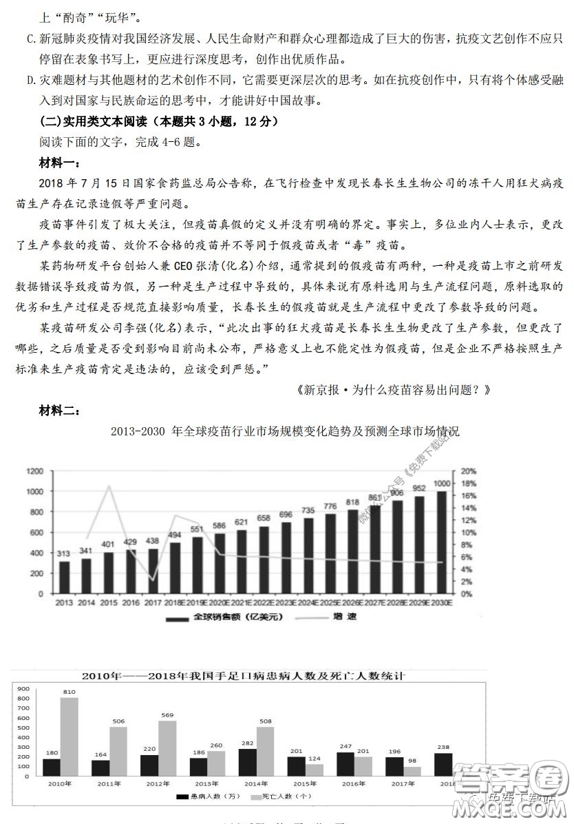 邯鄲市2020年空中課堂高三備考檢測語文試題及答案