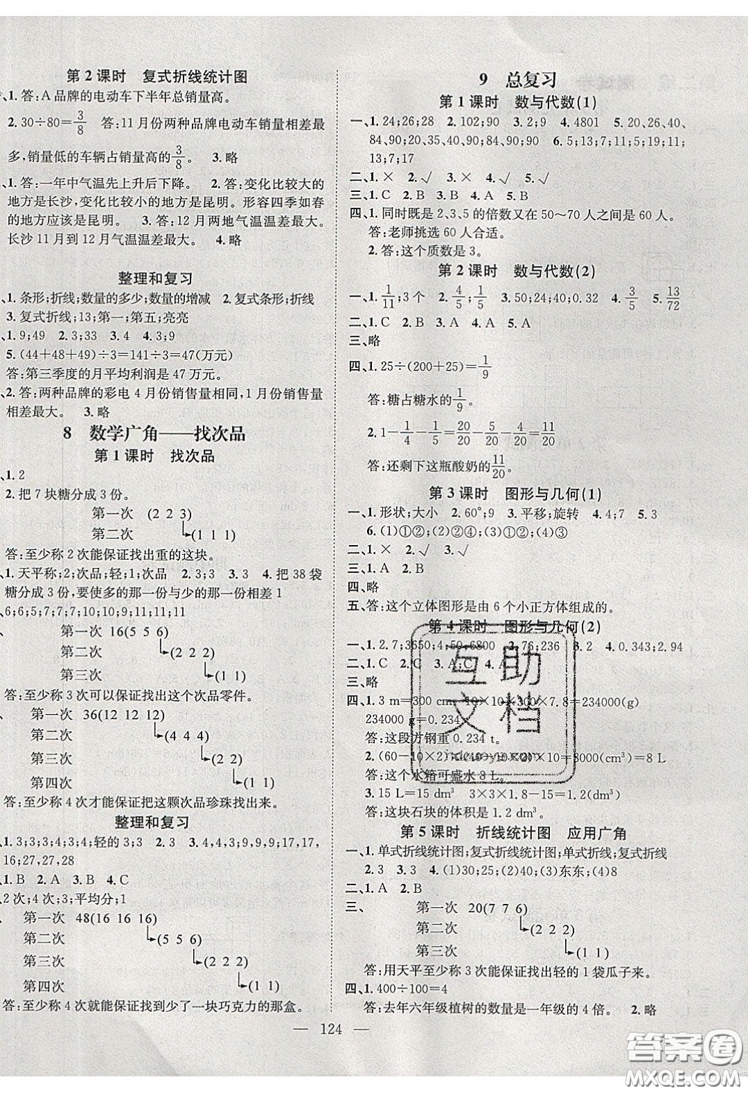 2020年素養(yǎng)學(xué)堂五年級數(shù)學(xué)下冊人教版答案