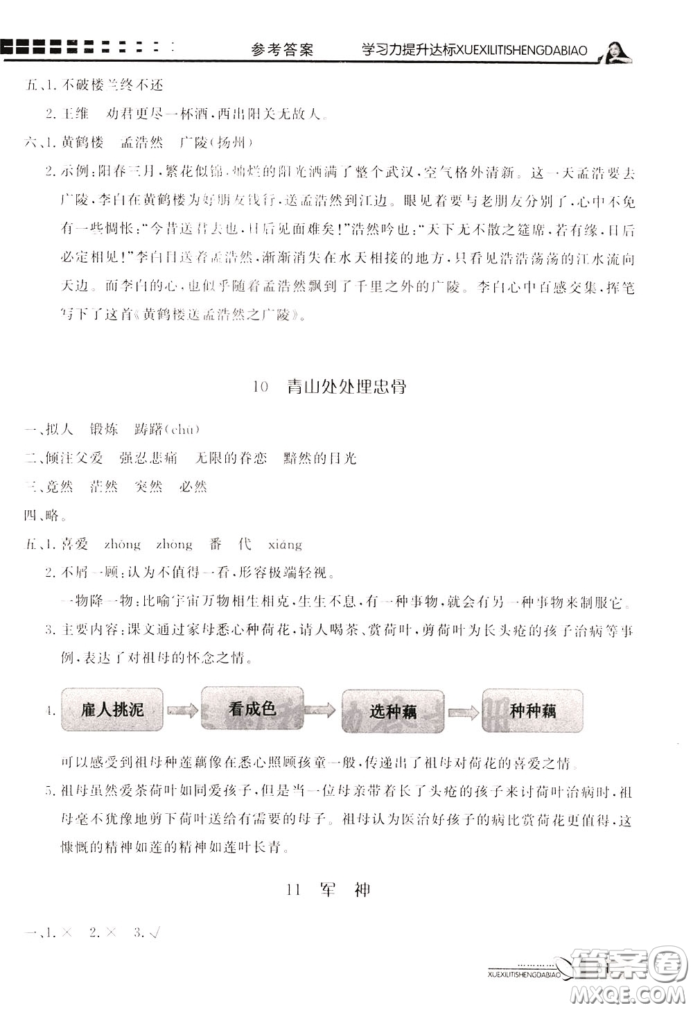 花山小狀元2020年學(xué)習(xí)力提升達(dá)標(biāo)語文五年級下冊參考答案