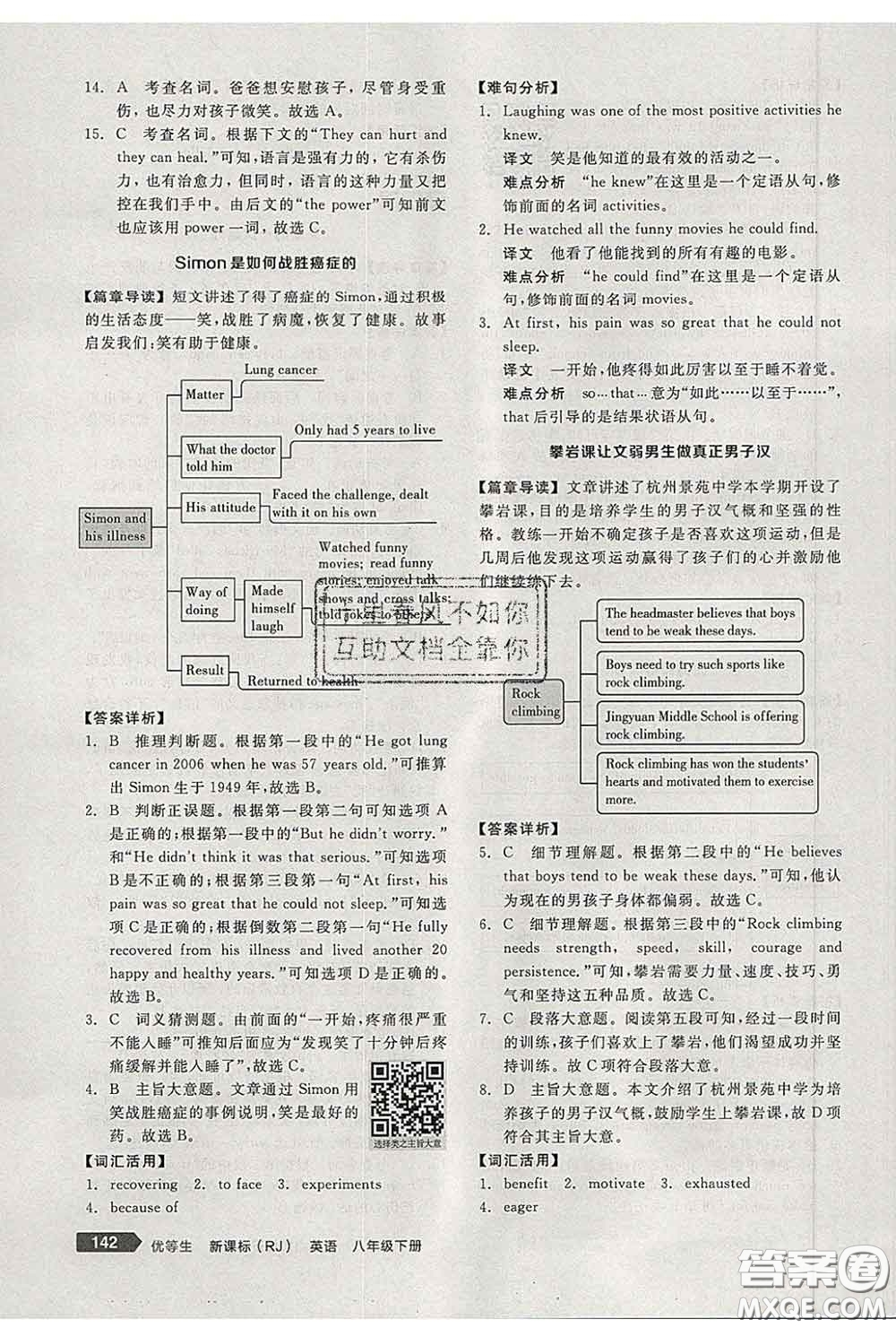 陽(yáng)光出版社2020春全品優(yōu)等生八年級(jí)英語(yǔ)下冊(cè)人教版答案