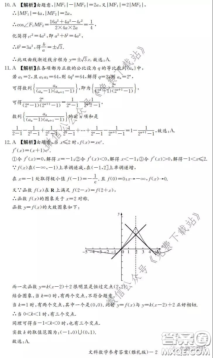 炎德英才大聯(lián)考雅禮中學(xué)2020屆高三月考試卷七文科數(shù)學(xué)試題及答案