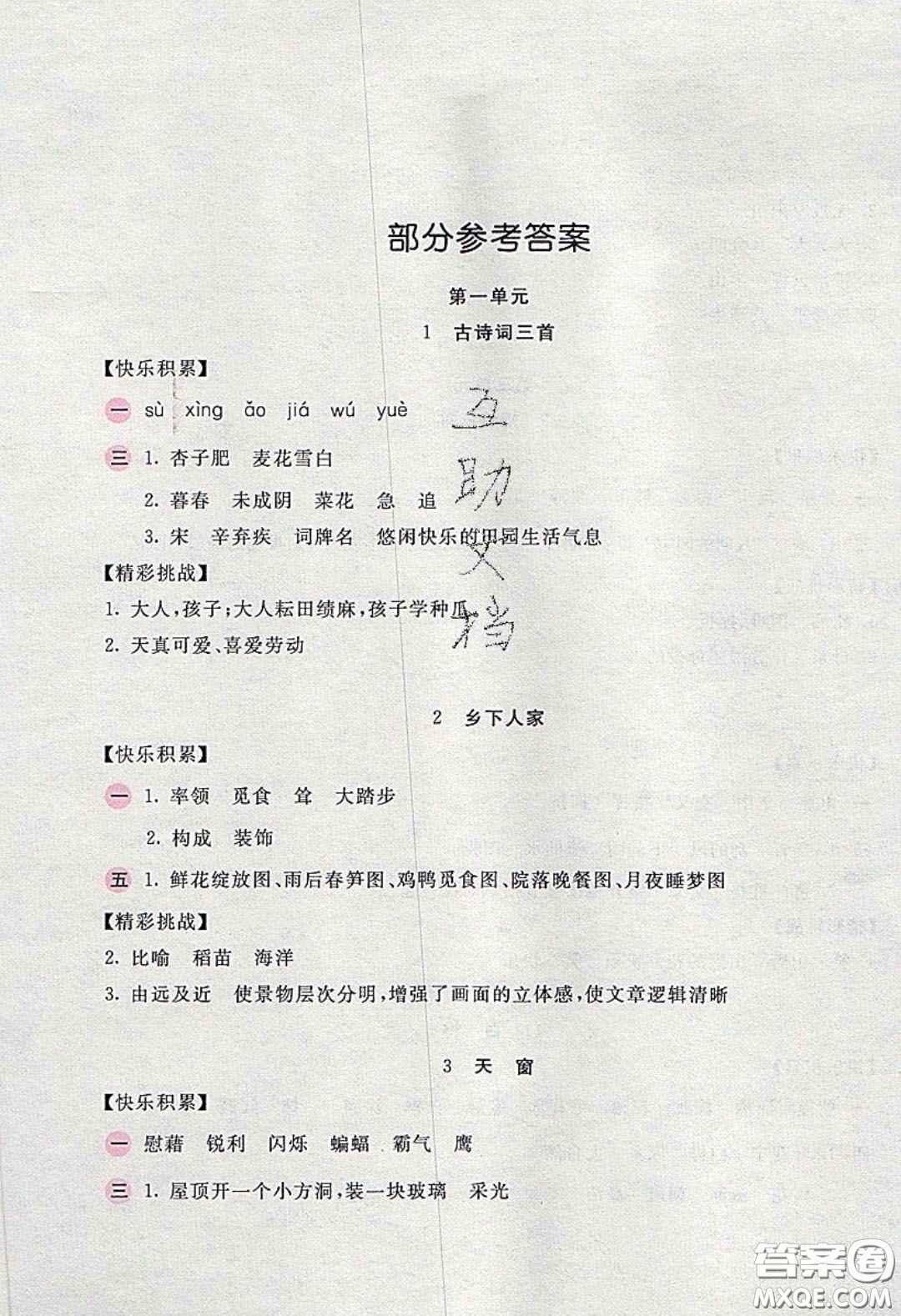 2020年新編基礎(chǔ)訓練四年級語文下冊人教版答案