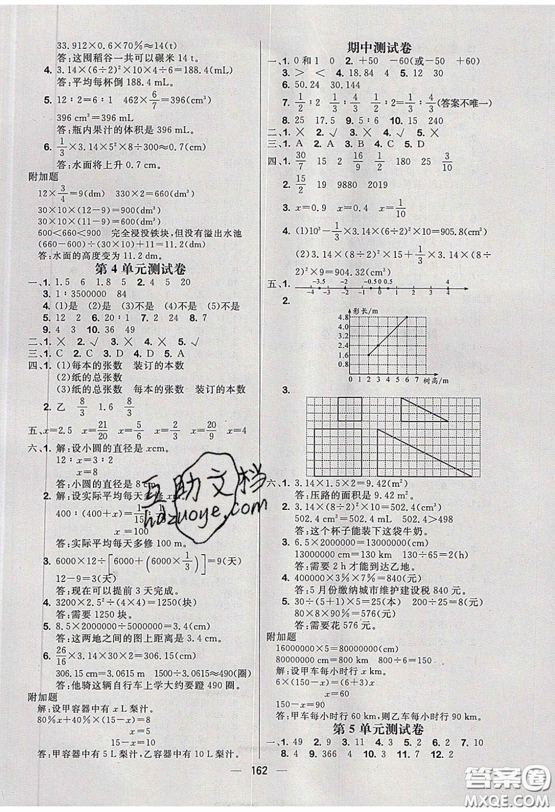 2020春快樂小博士鞏固與提高六年級(jí)數(shù)學(xué)下冊(cè)人教版答案