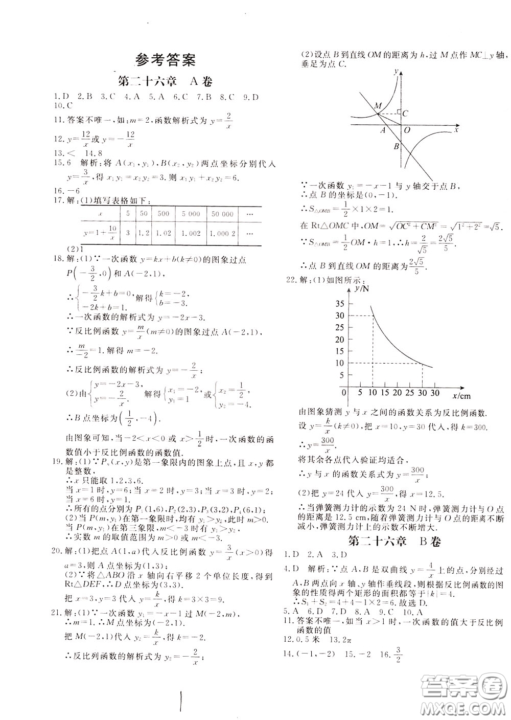 2020年新課堂AB卷單元測數(shù)學(xué)九年級下冊人民教育版參考答案