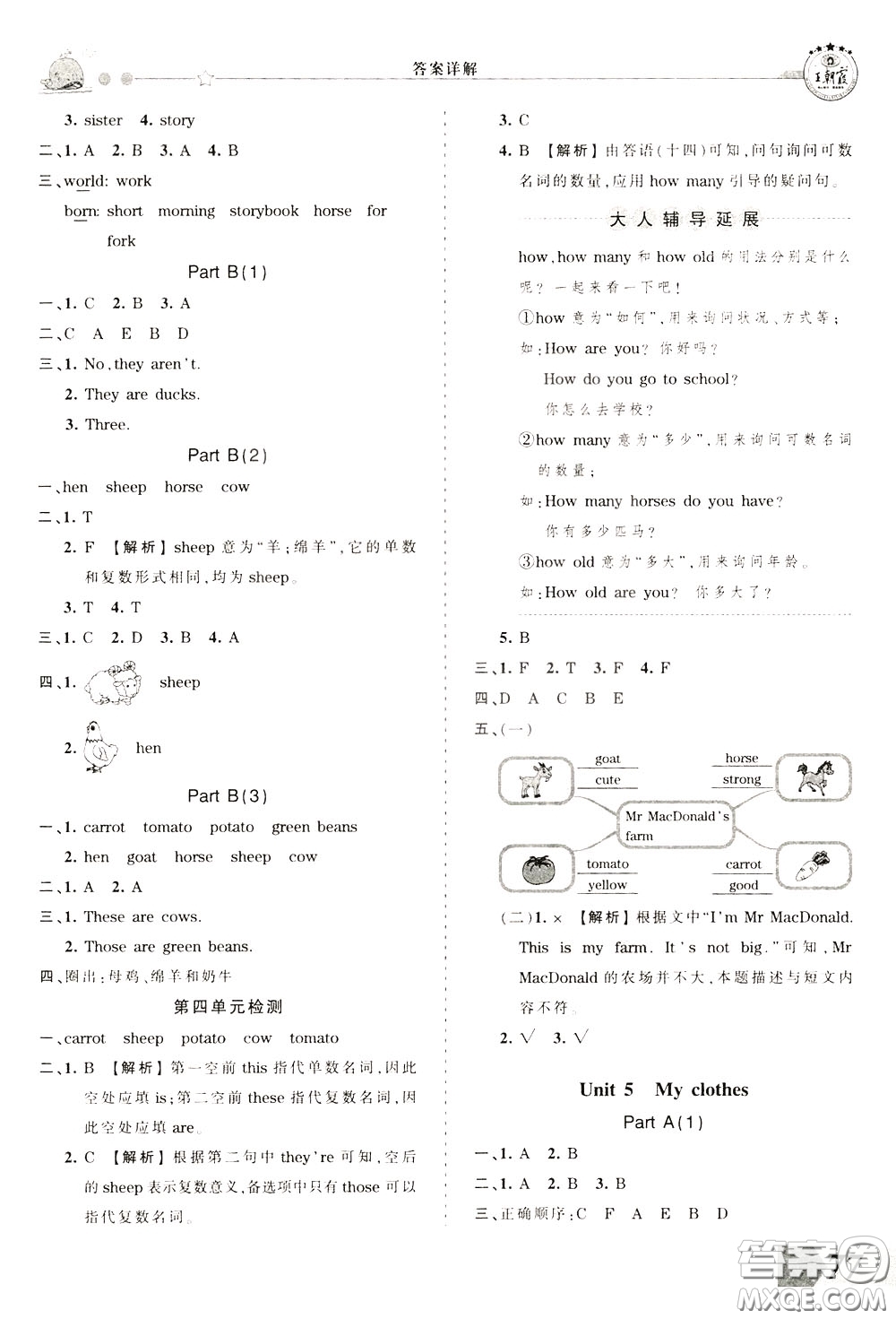 2020年王朝霞創(chuàng)維新課堂同步優(yōu)化訓(xùn)練英語四年級(jí)下冊(cè)PEP人教版參考答案