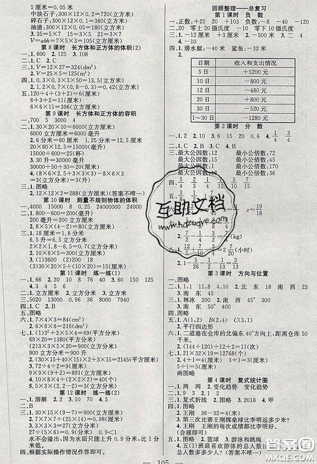 2020年智能文化同步課堂五年級(jí)數(shù)學(xué)下冊(cè)青島版答案