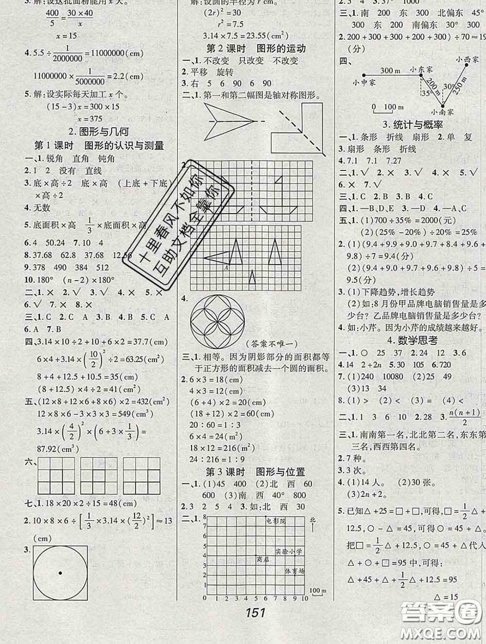 2020春全優(yōu)課堂考點集訓(xùn)與滿分備考六年級數(shù)學(xué)下冊人教版答案