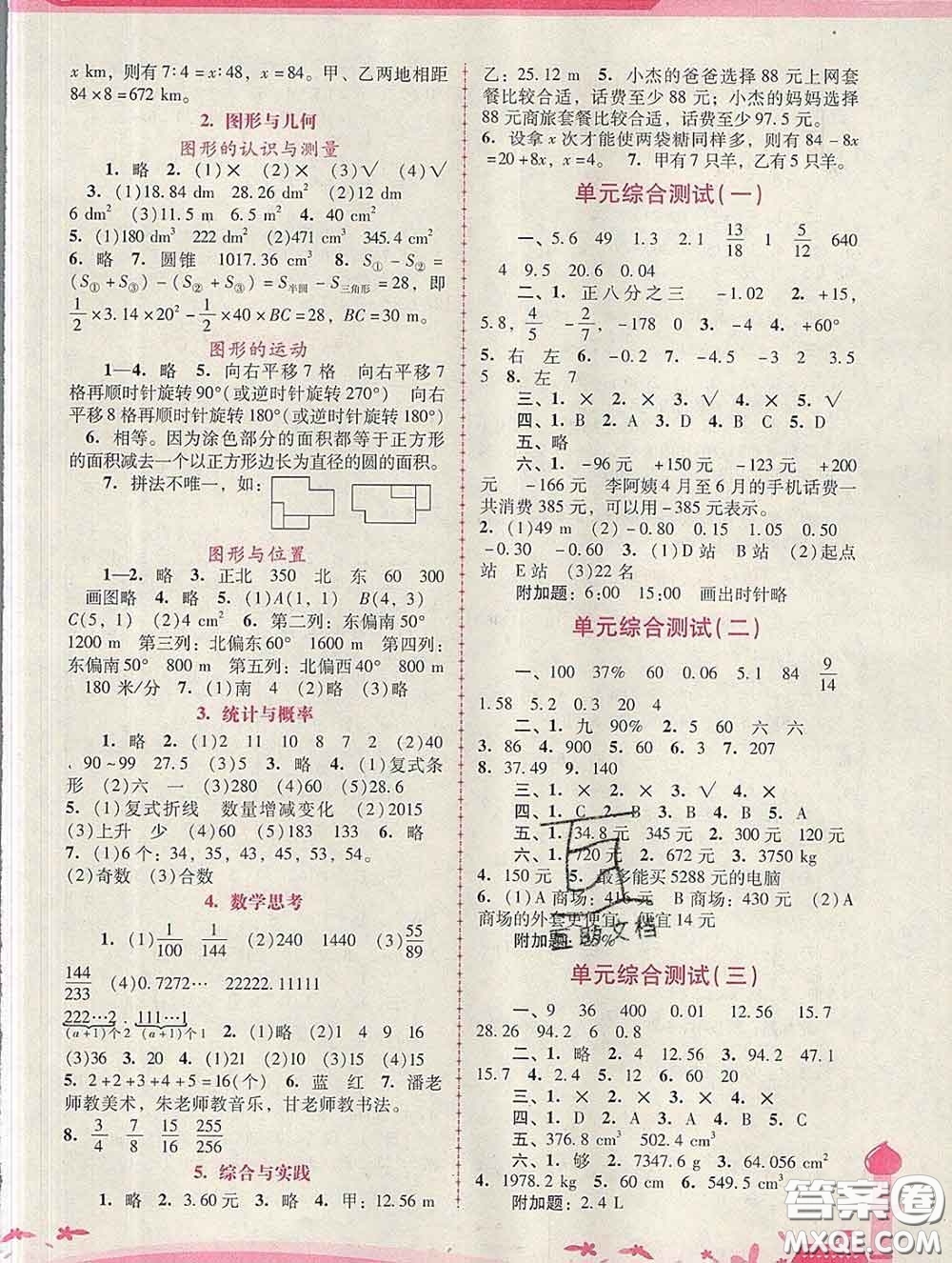 2020春自主與互動學(xué)習(xí)新課程學(xué)習(xí)輔導(dǎo)六年級數(shù)學(xué)下冊人教版答案