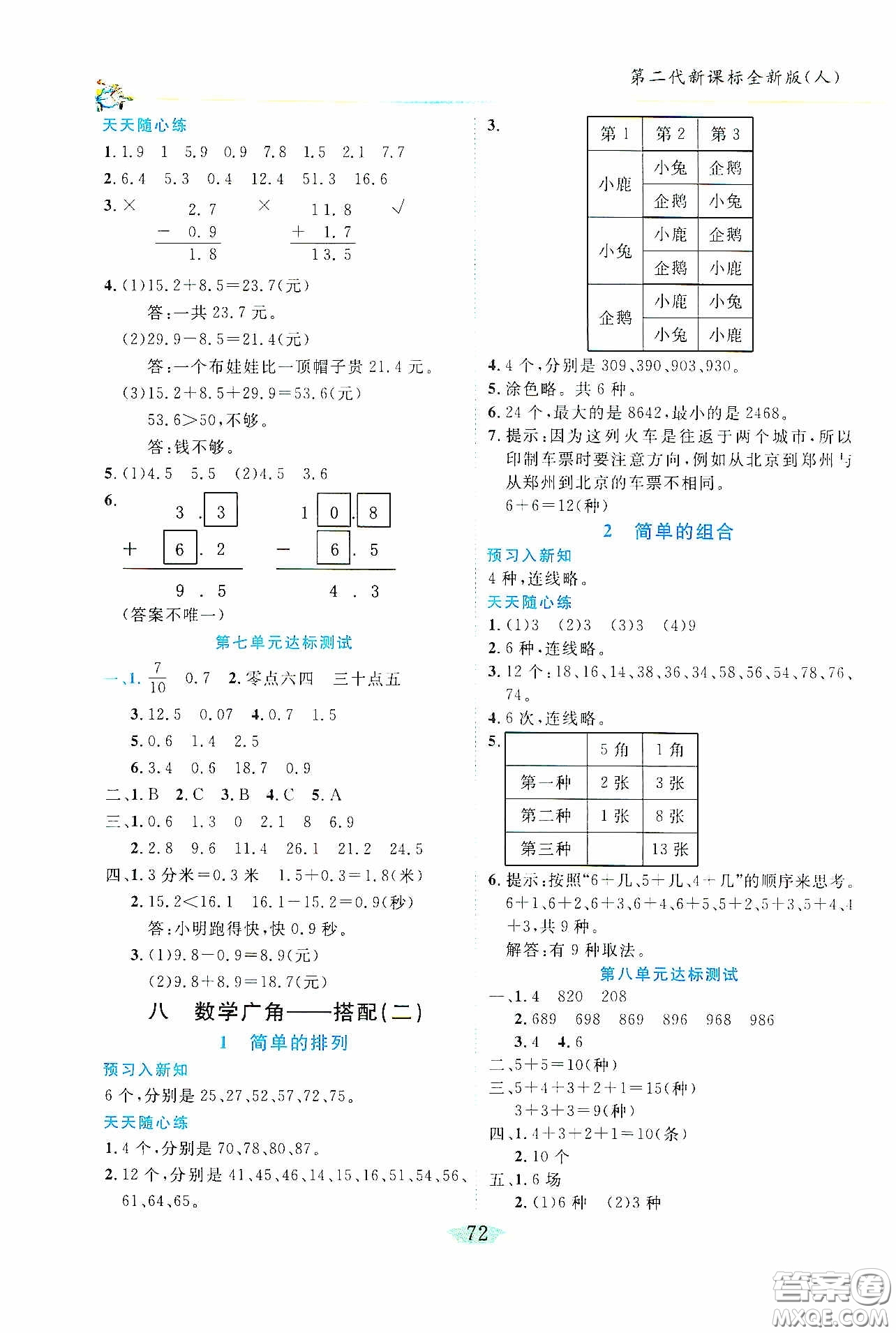 延邊人民出版社2020密解1對1課后練習三年級數(shù)學(xué)下冊人教版答案