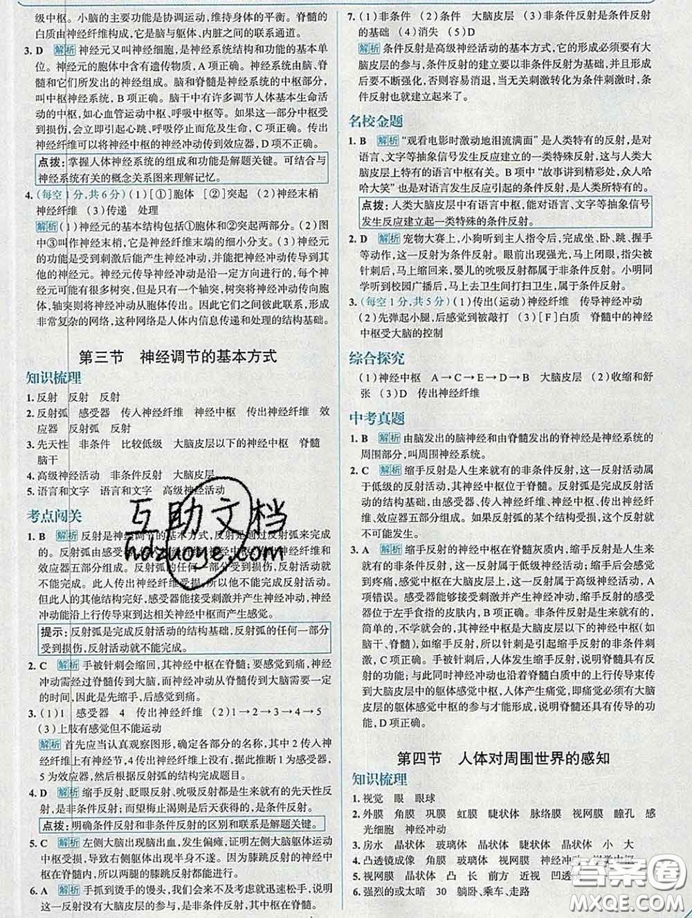 現(xiàn)代教育出版社2020新版走向中考考場七年級生物下冊濟南版答案