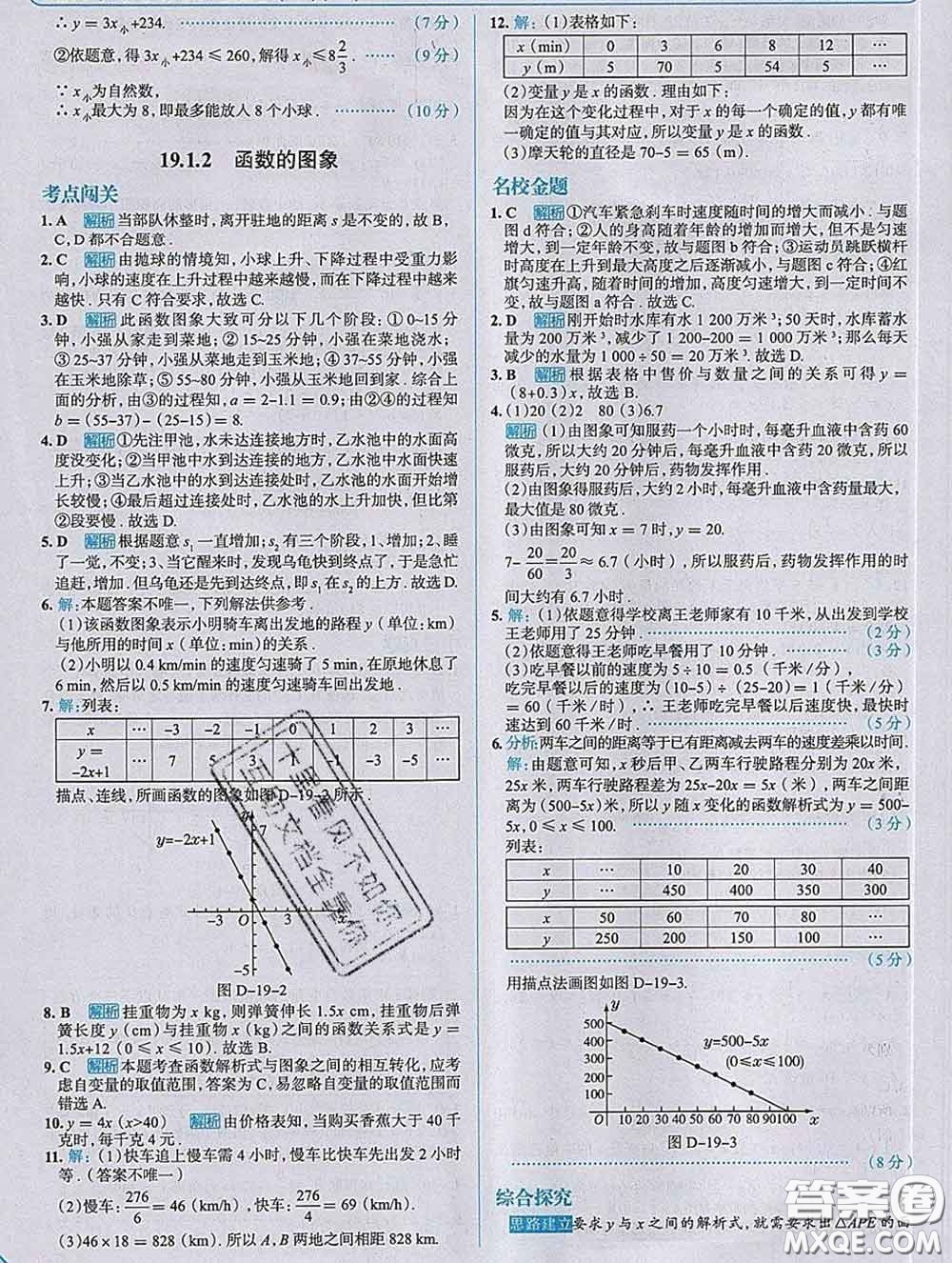 現(xiàn)代教育出版社2020新版走向中考考場(chǎng)八年級(jí)數(shù)學(xué)下冊(cè)人教版答案