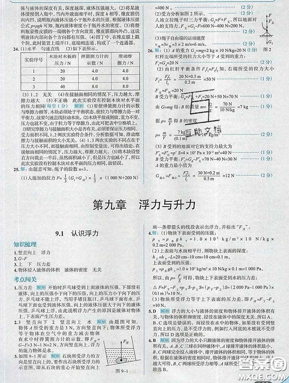 現(xiàn)代教育出版社2020新版走向中考考場八年級物理下冊滬粵版答案