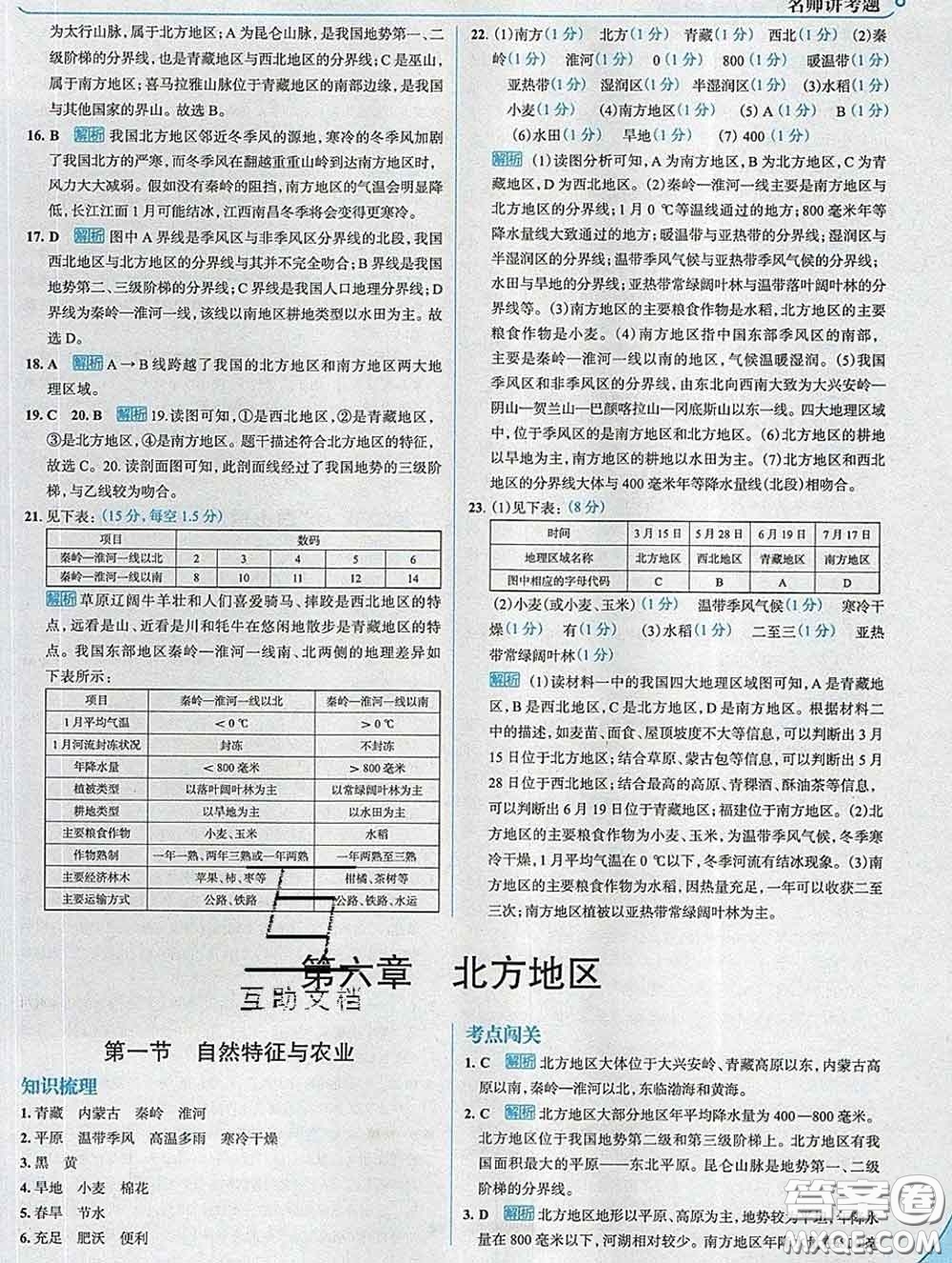 現代教育出版社2020新版走向中考考場八年級地理下冊人教版答案