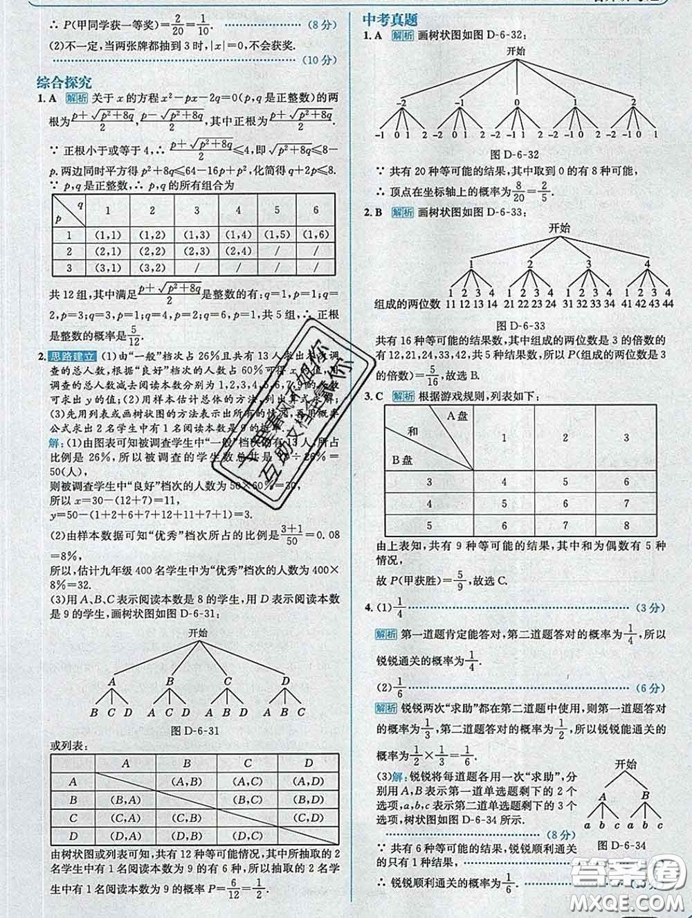 現(xiàn)代教育出版社2020新版走向中考考場九年級數(shù)學(xué)下冊青島版答案