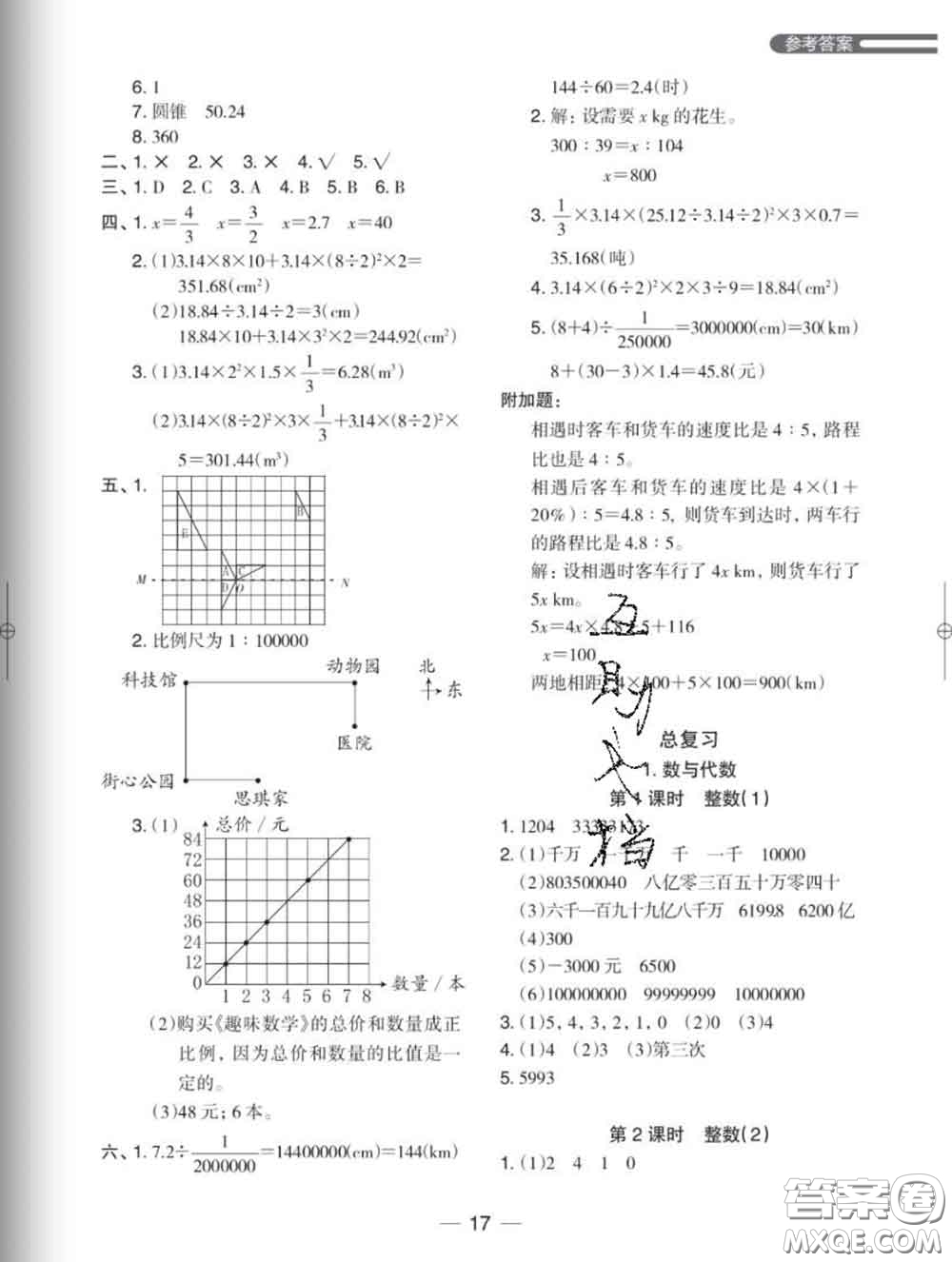 2020新版木頭馬分層課課練小學數(shù)學六年級下冊北師版答案