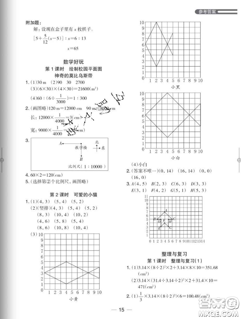 2020新版木頭馬分層課課練小學數(shù)學六年級下冊北師版答案