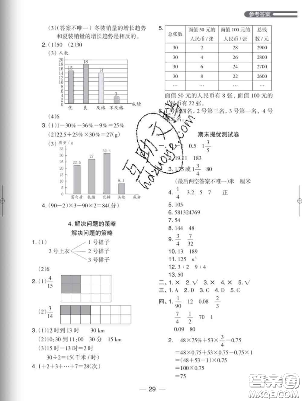 2020新版木頭馬分層課課練小學數(shù)學六年級下冊北師版答案