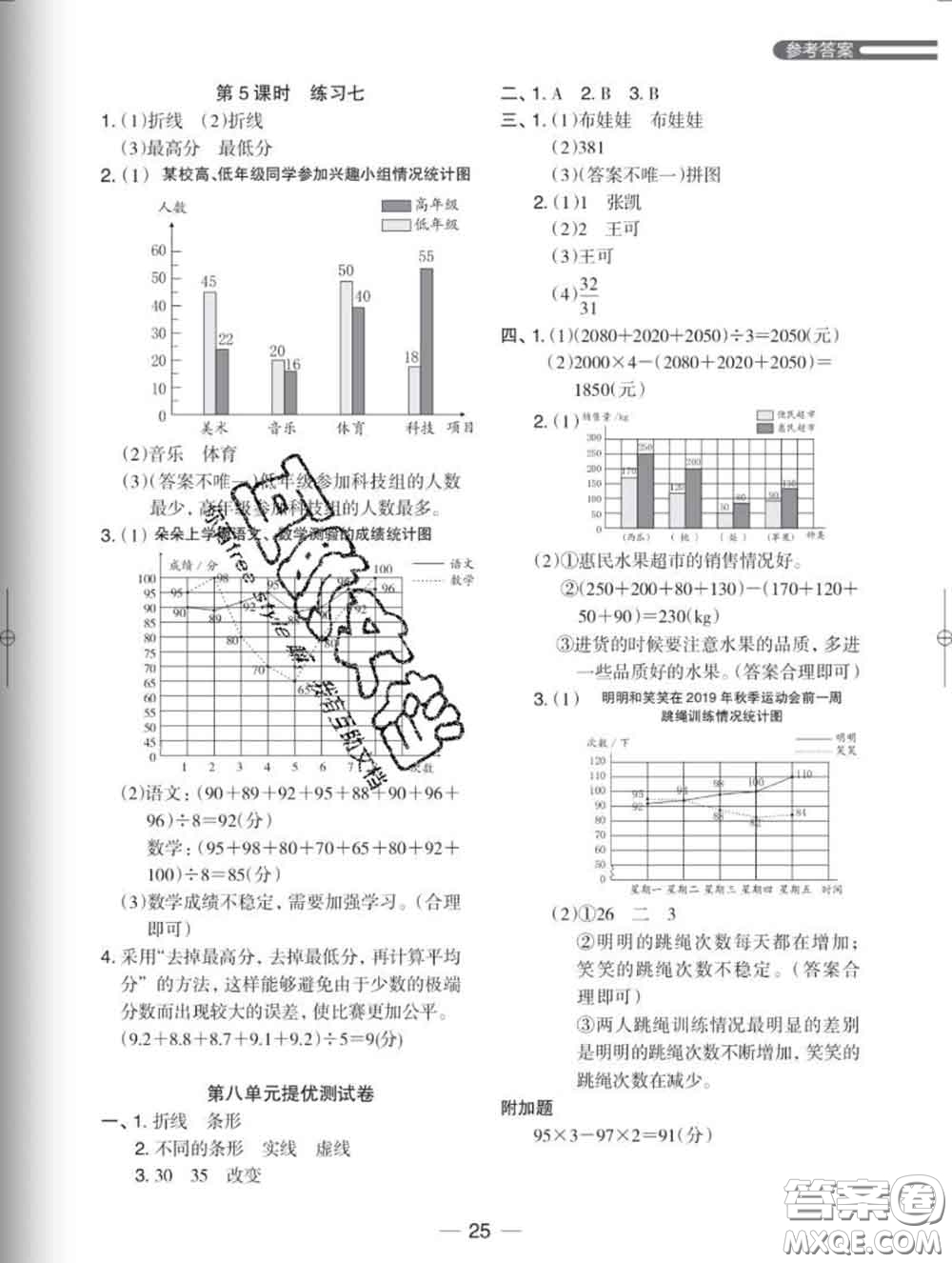 2020新版木頭馬分層課課練小學(xué)數(shù)學(xué)五年級(jí)下冊北師版答案