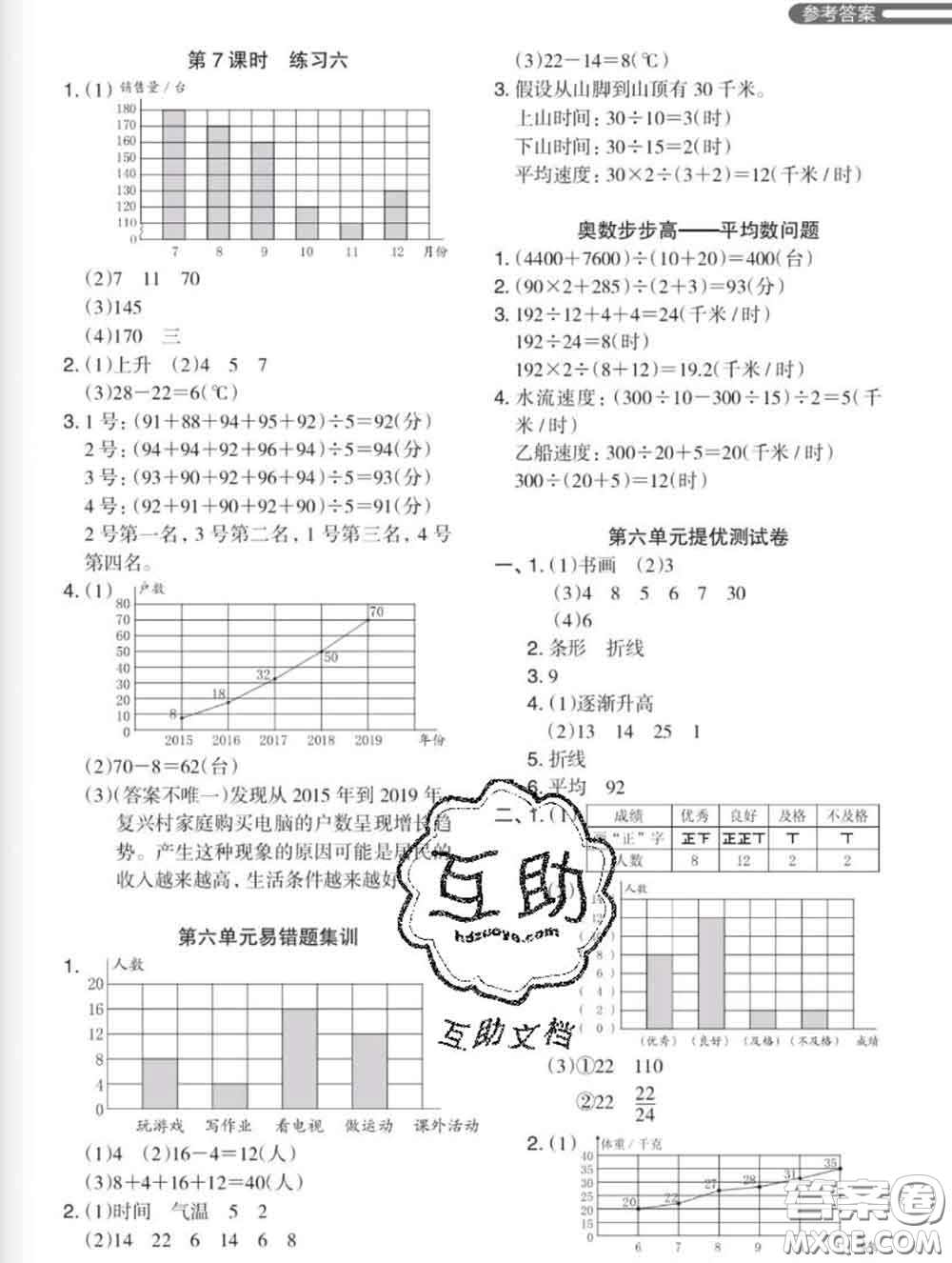 2020新版木頭馬分層課課練小學(xué)數(shù)學(xué)四年級(jí)下冊(cè)北師版答案