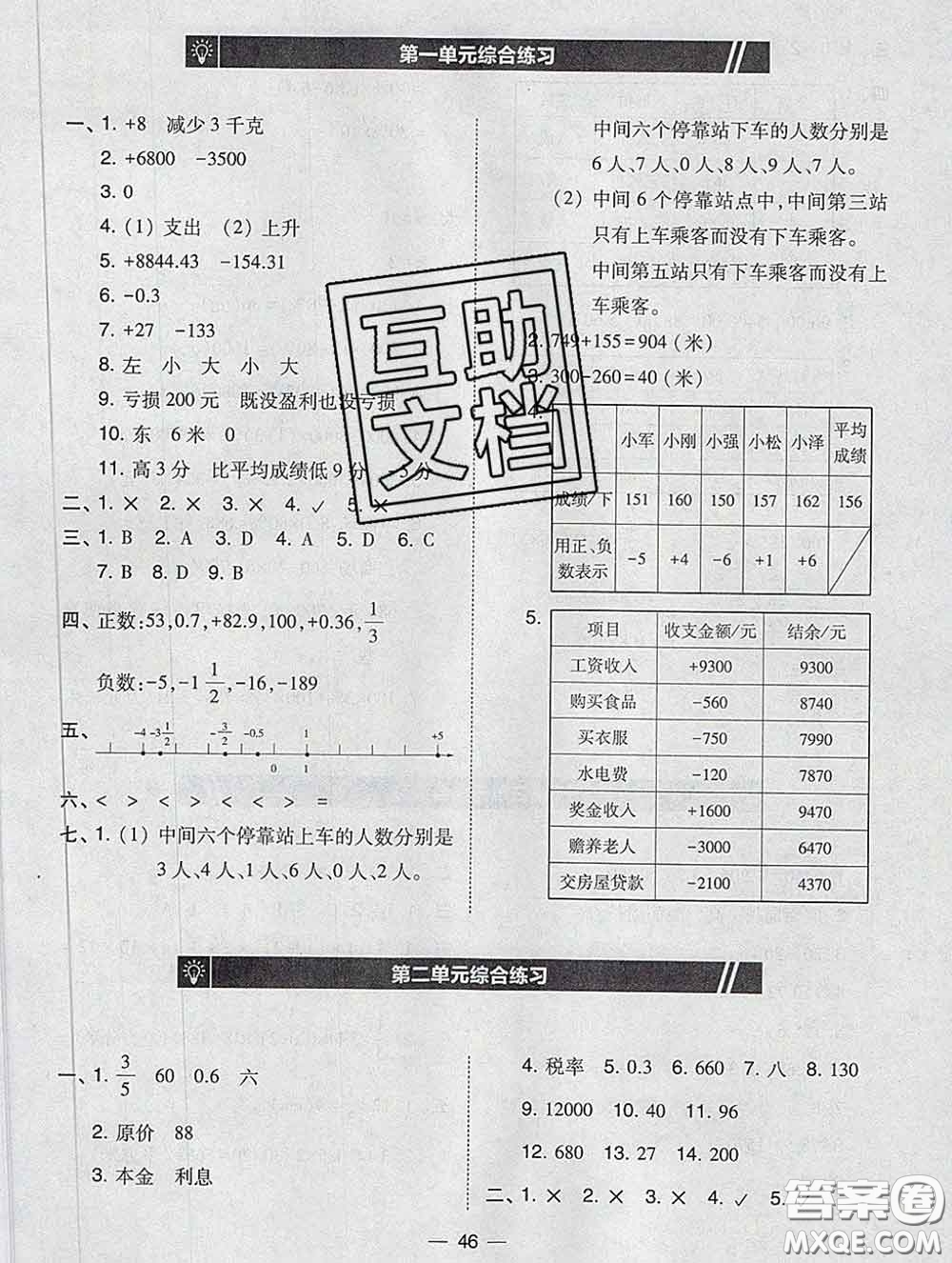 2020春北大綠卡課時同步訓(xùn)練六年級數(shù)學(xué)下冊人教版參考答案