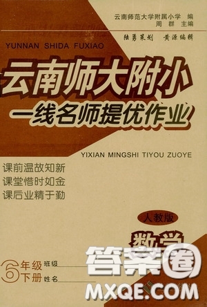 2020春云南師大附小一線名師提優(yōu)作業(yè)六年級數(shù)學下冊人教版答案