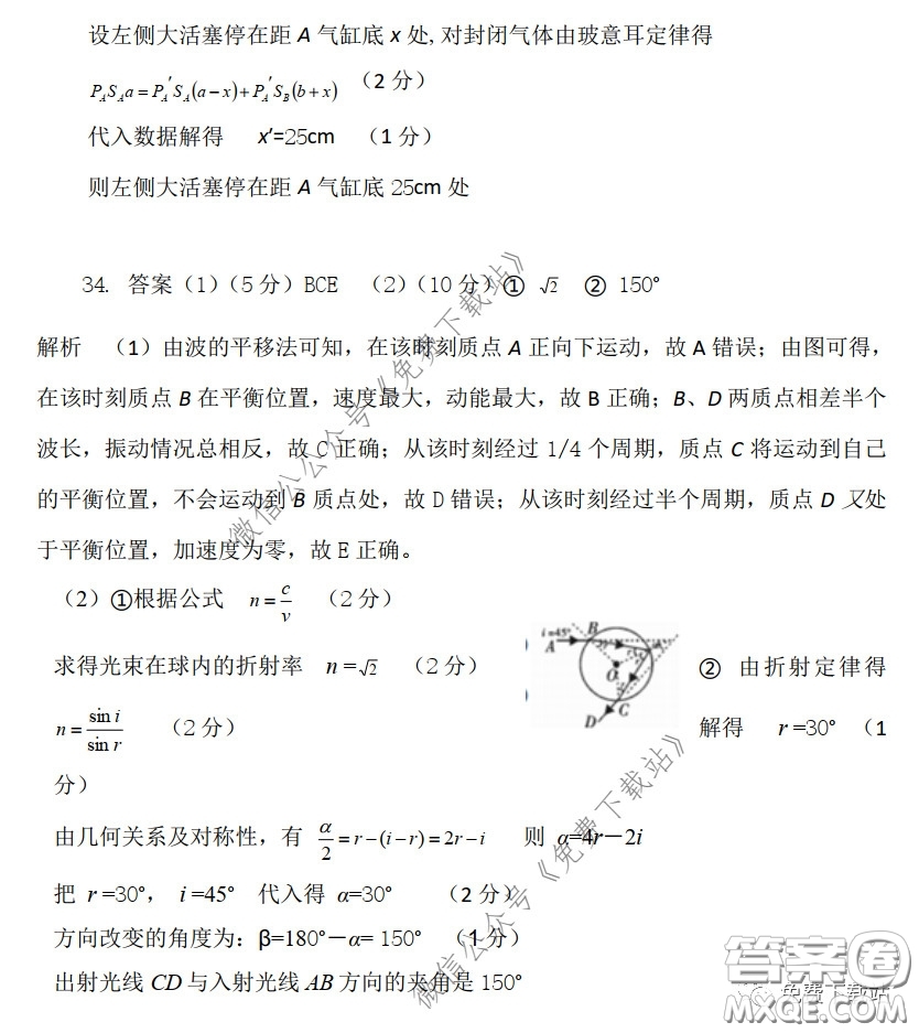 昆明第一中學(xué)2020屆高三第七次高考仿真模擬理科綜合答案