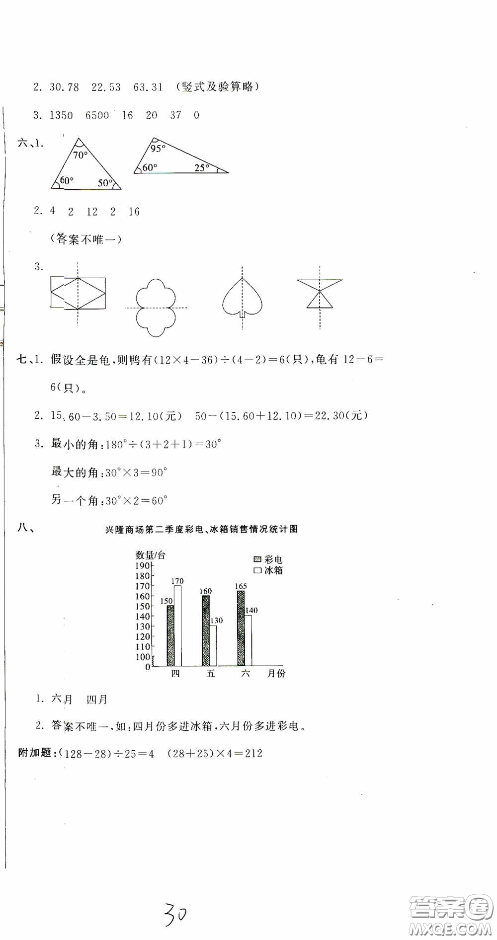 北京教育出版社2020提分教練優(yōu)學(xué)導(dǎo)練測試卷四年級數(shù)學(xué)下冊人教版答案