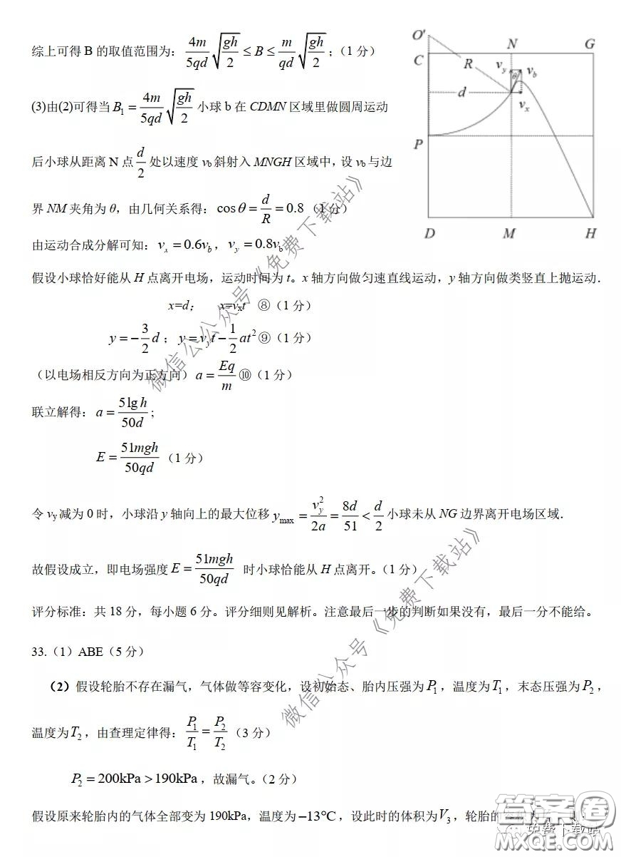 華中師大一附中2020屆高三理科綜合能力測試試題及答案