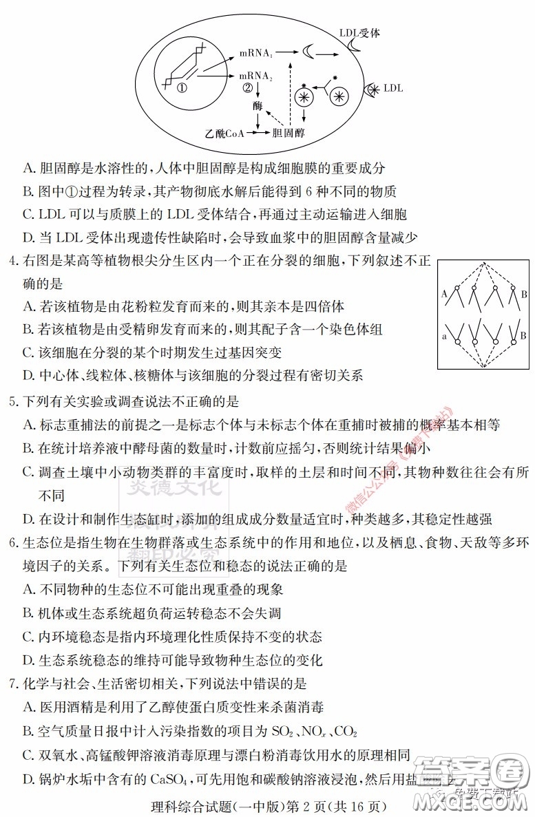 炎德英才大聯(lián)考長(zhǎng)沙市一中2020屆高三月考試卷八理科綜合答案