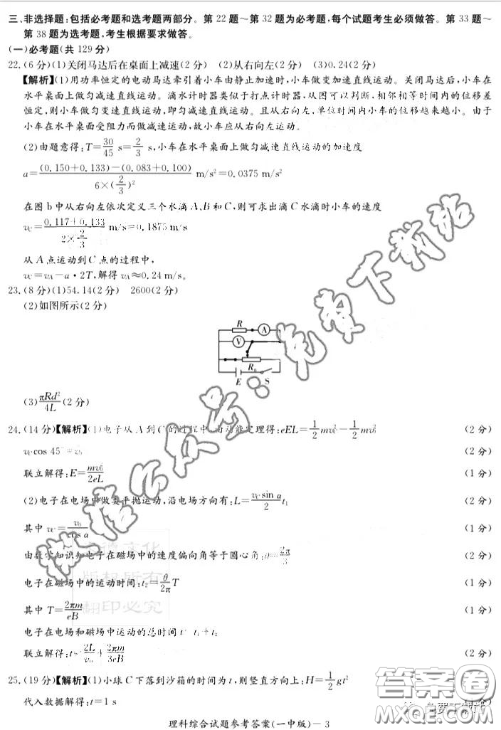 炎德英才大聯(lián)考長(zhǎng)沙市一中2020屆高三月考試卷八理科綜合答案