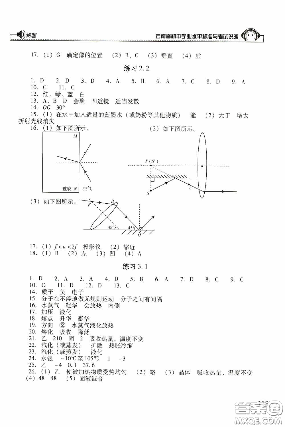 云南美術(shù)出版社2020云南省初中學(xué)業(yè)水平標(biāo)準(zhǔn)與考試說明物理答案