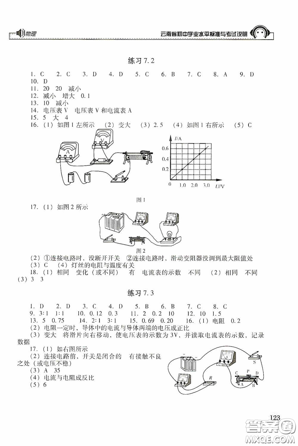 云南美術(shù)出版社2020云南省初中學(xué)業(yè)水平標(biāo)準(zhǔn)與考試說明物理答案