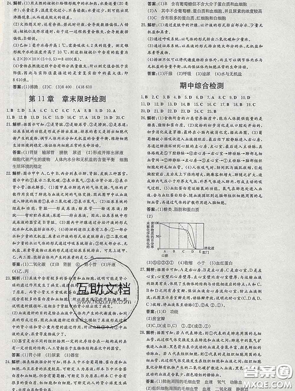 2020新版練案課時作業(yè)本七年級生物下冊北師版答案