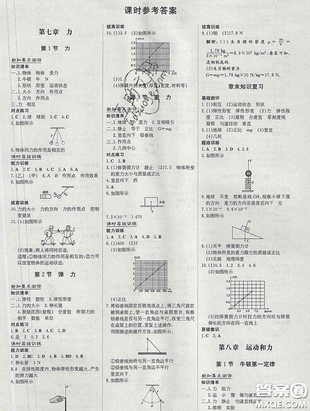 2020新版練案課時(shí)作業(yè)本八年級物理下冊人教版答案