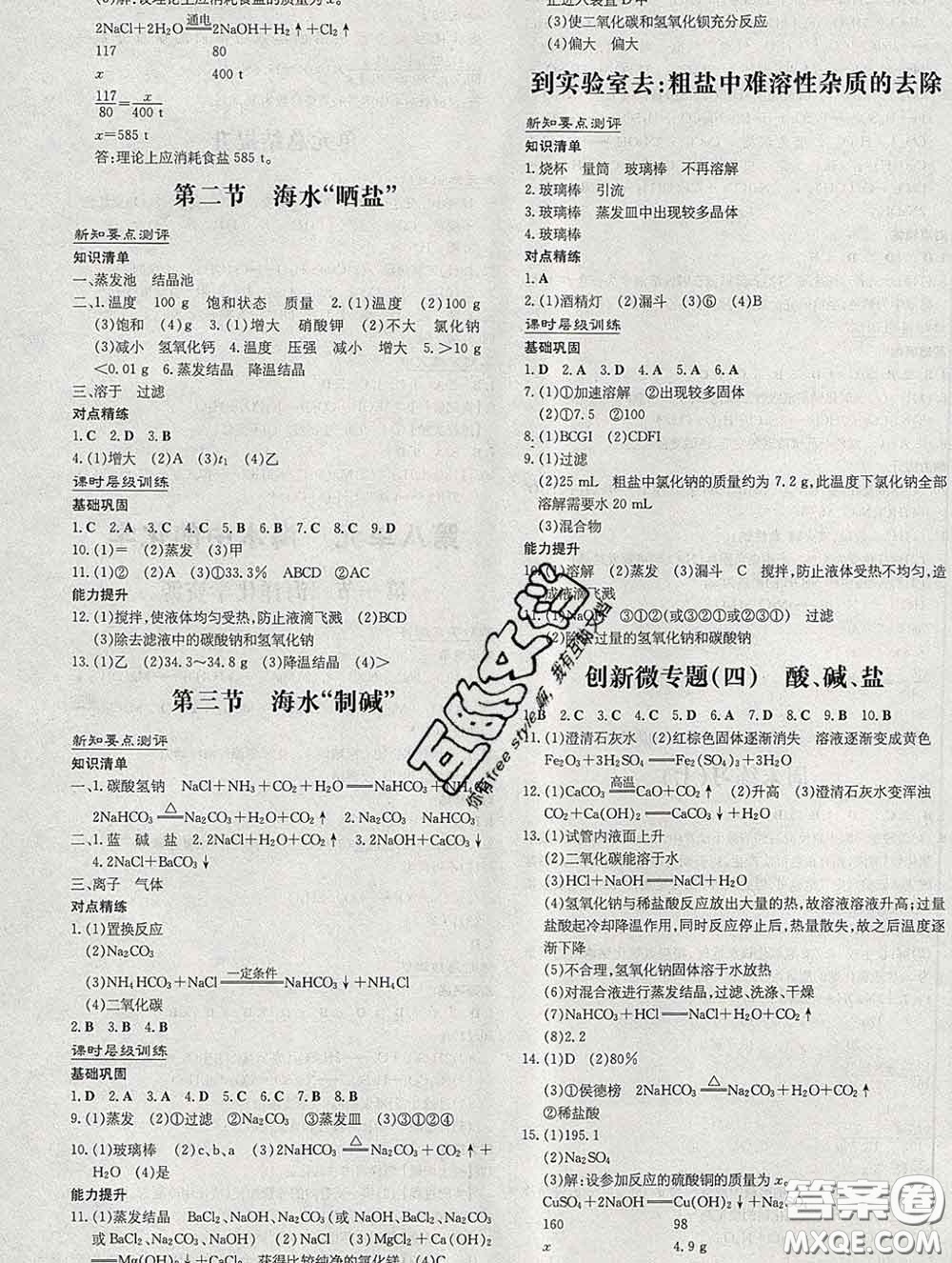 2020新版練案課時作業(yè)本九年級化學(xué)下冊魯教版答案