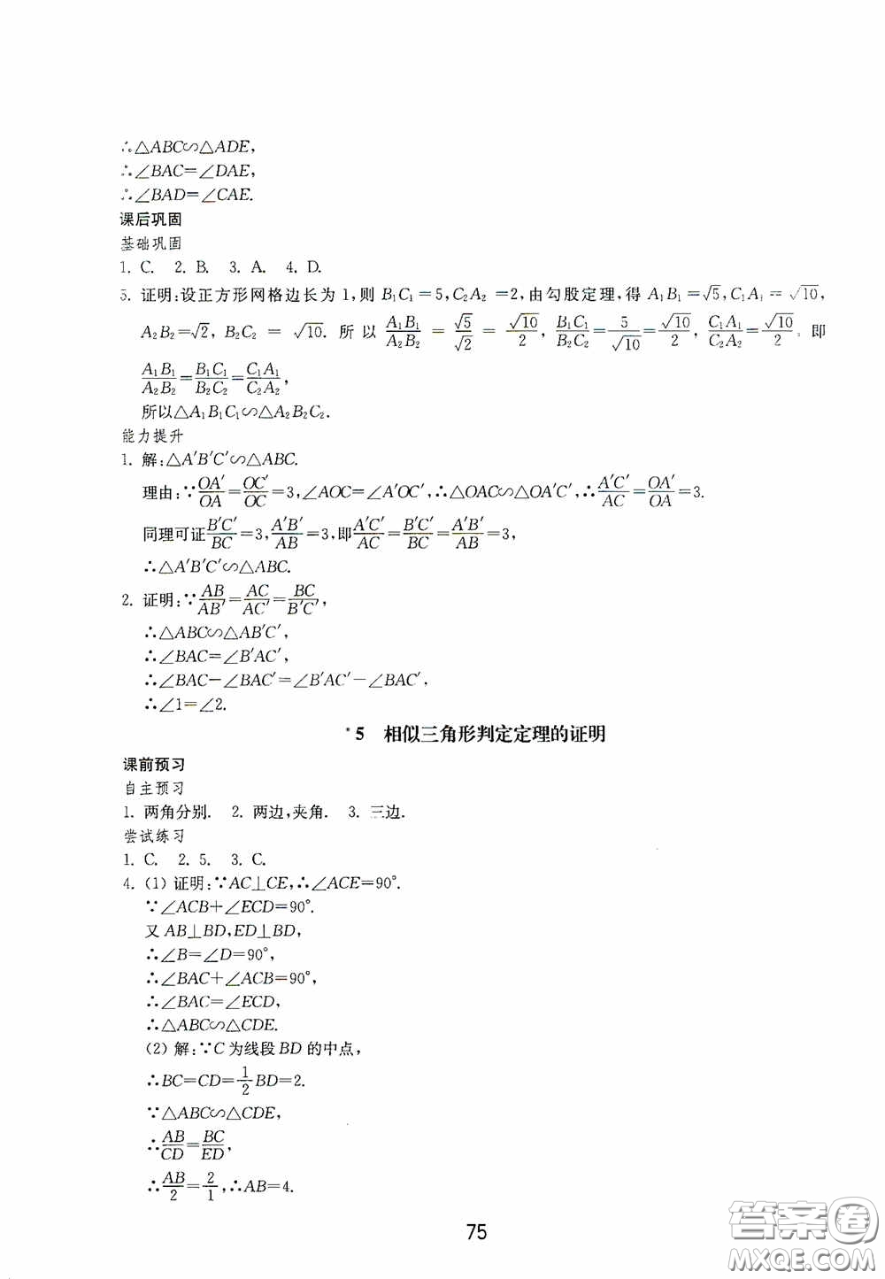 山東教育出版社2020初中基礎訓練八年級數(shù)學下冊54學制答案