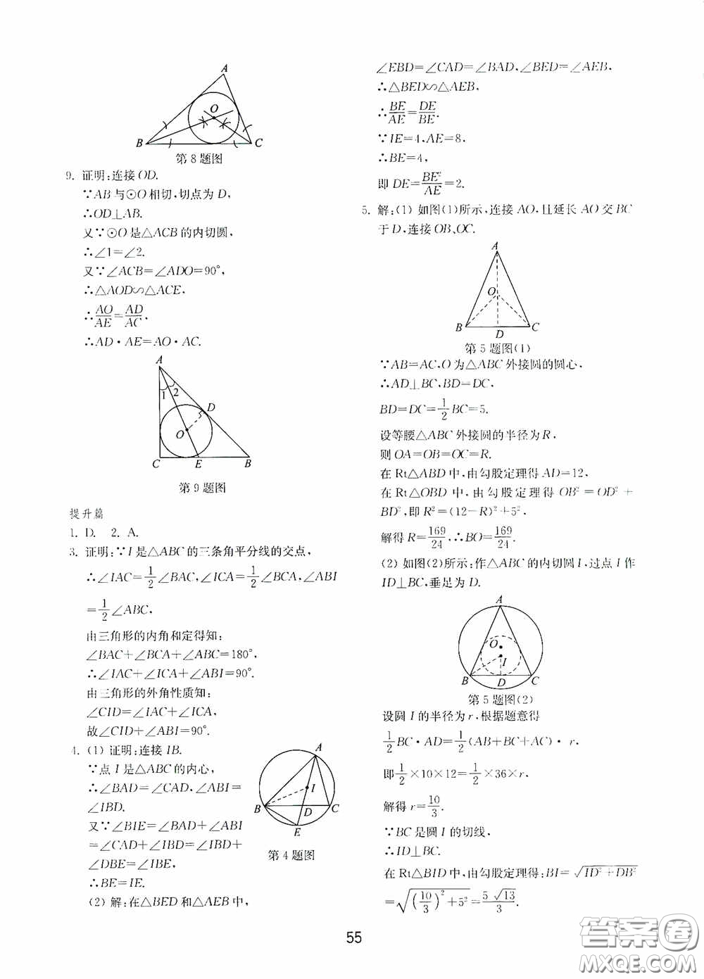 山東教育出版社2020初中基礎(chǔ)訓(xùn)練九年級數(shù)學(xué)下冊54學(xué)制答案