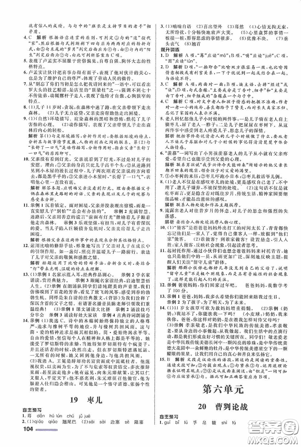 志鴻優(yōu)化系列叢書(shū)2020初中同步測(cè)控全優(yōu)設(shè)計(jì)九年級(jí)語(yǔ)文下冊(cè)浙江專版答案