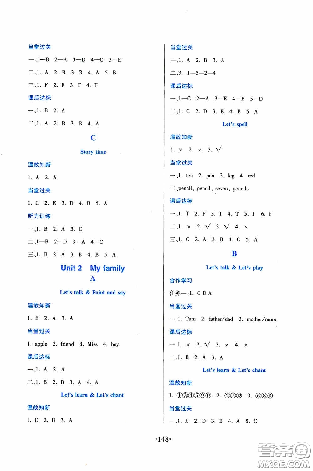 江西人民出版社2020一課一案創(chuàng)新導(dǎo)學(xué)三年級英語下冊合訂本人教PEP版答案