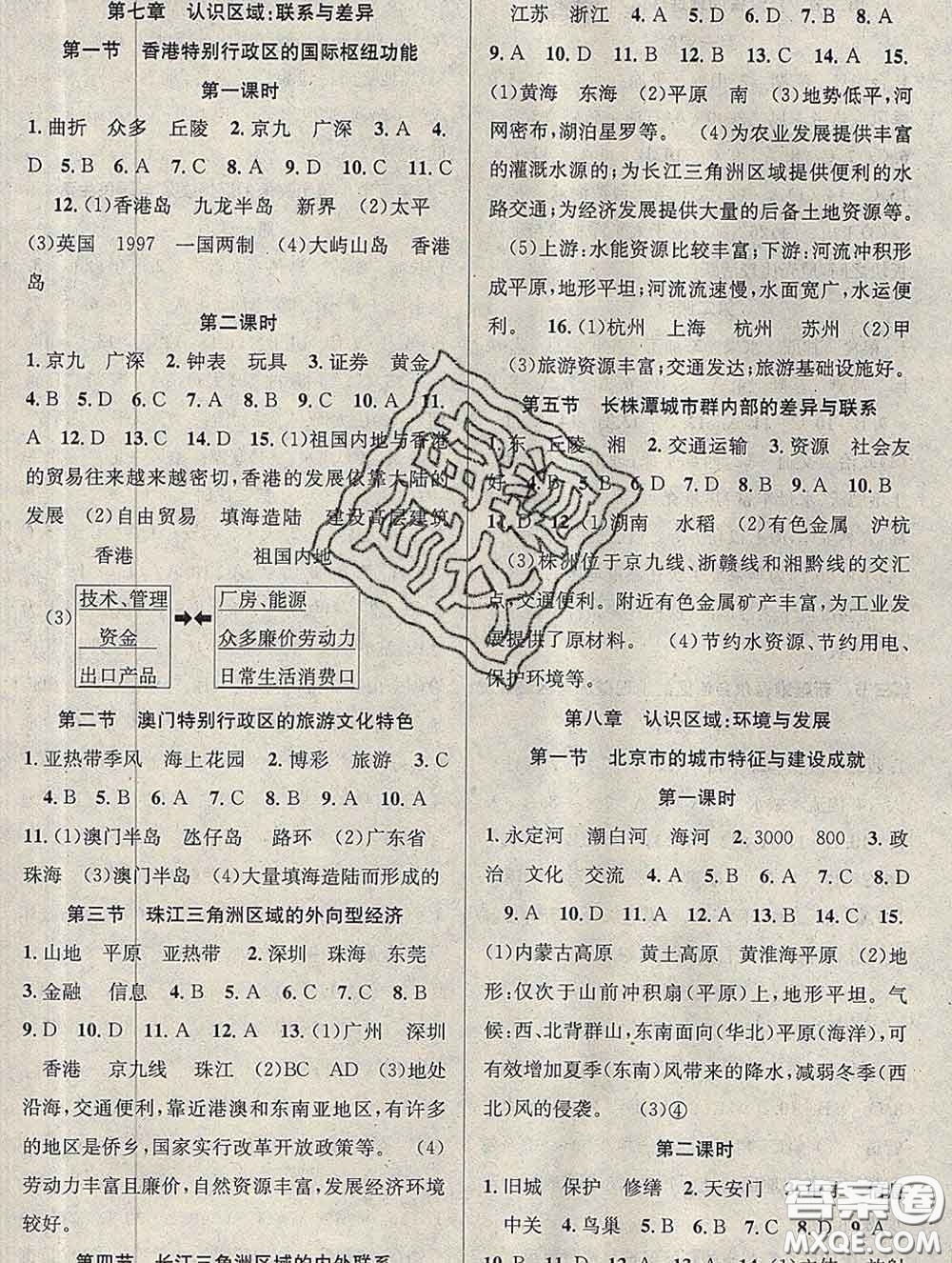 新疆科學(xué)技術(shù)出版社2020新版課時(shí)奪冠八年級(jí)地理下冊(cè)湘教版答案