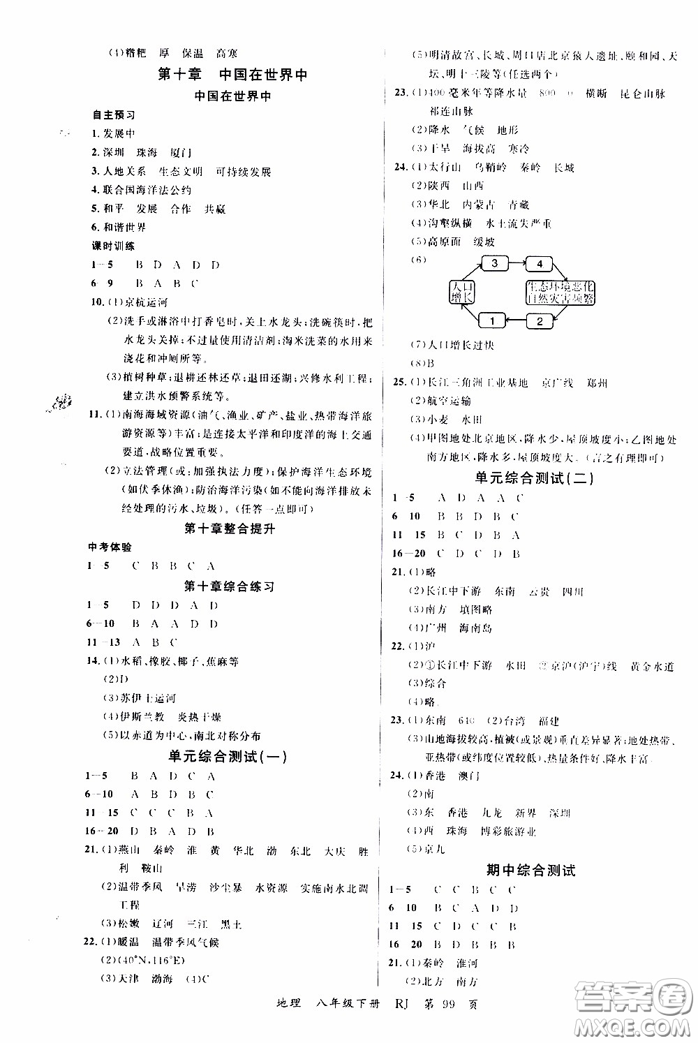 品至教育2020年一線課堂地理八年級(jí)下冊(cè)人教版RJ參考答案