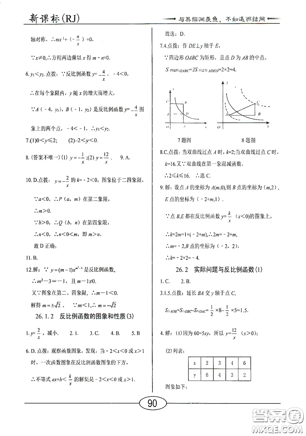 陽(yáng)光出版社2020新編隨堂10分鐘九年級(jí)數(shù)學(xué)下冊(cè)人教版答案