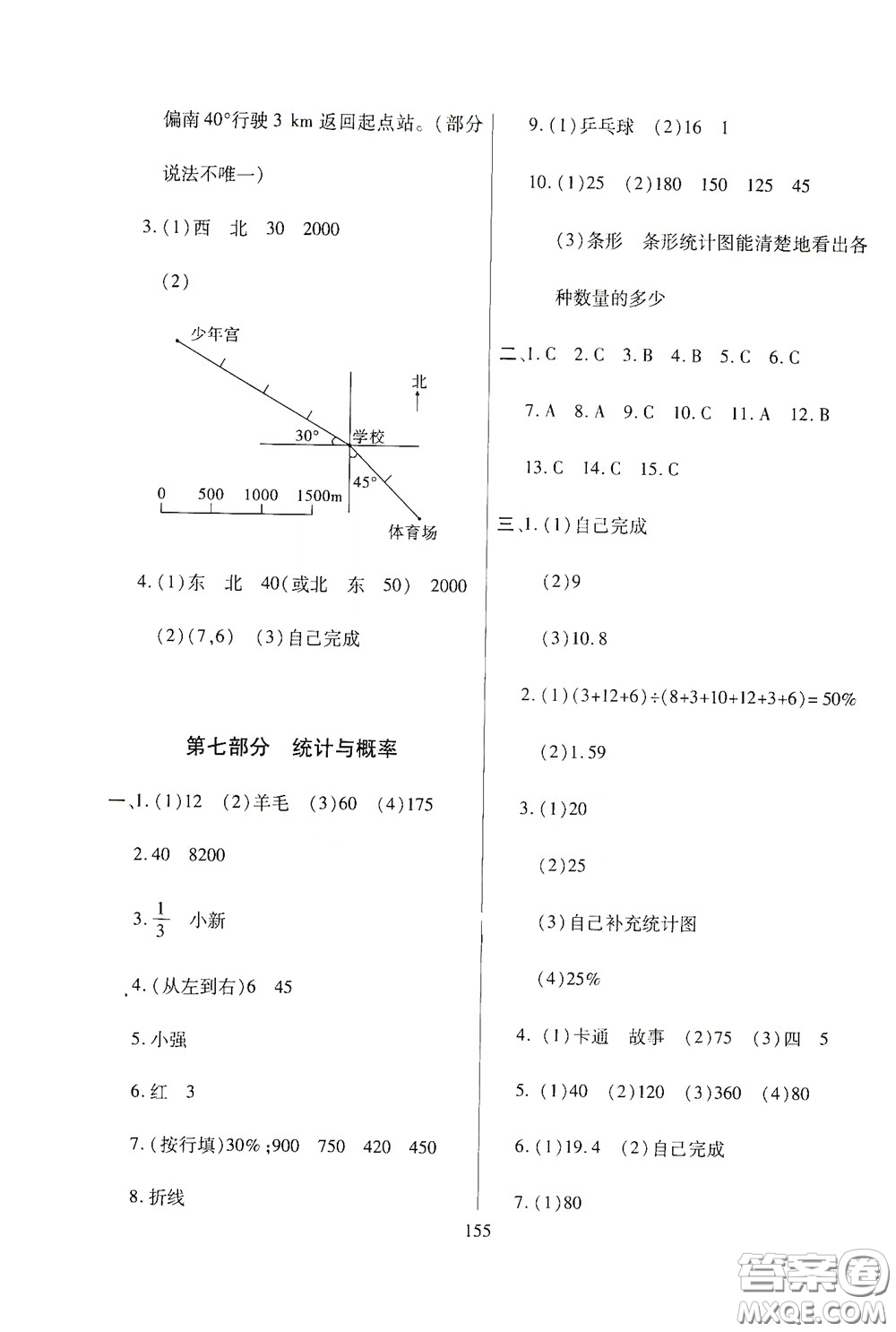 全國(guó)百所著名中學(xué)2020年小升初招生分班真題分類卷數(shù)學(xué)答案