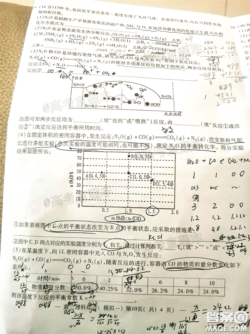 2020年南昌一模理科綜合試題及答案