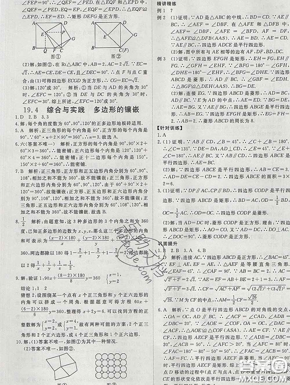 延邊大學(xué)出版社2020新版新領(lǐng)程叢書新領(lǐng)程八年級數(shù)學(xué)下冊滬科版參考答案